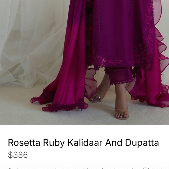 Farah Talib Aziz Rosetta Ruby Kalidaar 3 piece Size Medium - Picture 4 of 8